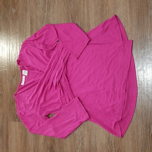(M) Allison Brittney Solid Color Wrap Style Top Comfy Casual Loungewear Minimal - Picture 1 of 11